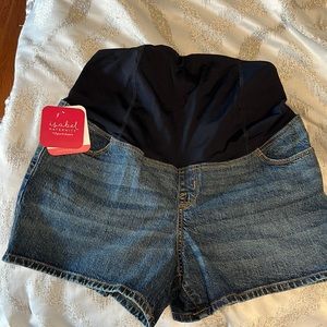 Denim maternity shorts